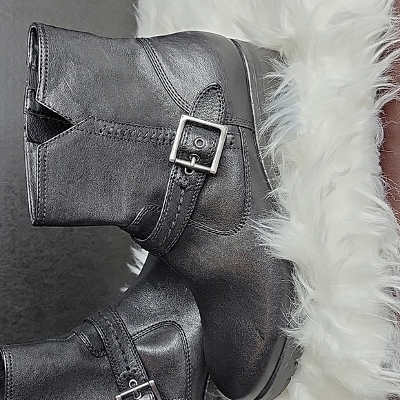 SALVIA Cable Sheep Nappa Black Ankle Buckle Booties Size 11.5 - Picture 3 of 13